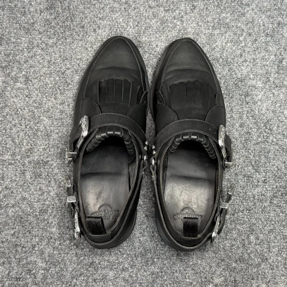 Dr. Martens Delylah Shoes‎ Women's 9 Black Leather Kiltie Silver Buckle Western